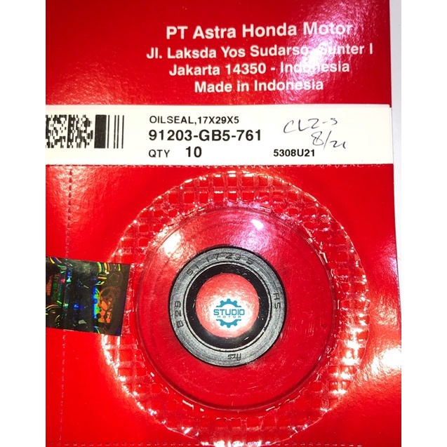 Seal Sil Gear Gir Depan GRAND PRIMA STAR REVO SUPRA FIT NEW 91203GB5761 OilSeal 17X29X5 Ori AHM