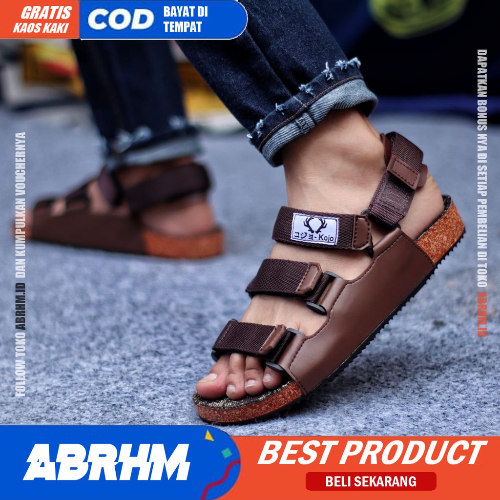 ABRHM - SANDAL PRIA SLIDE SANTAI KASUAL SEMI KULIT KJ001