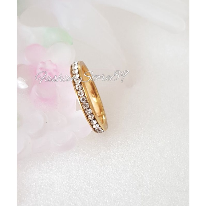 Cincin Impor Full Permata Titanium Gold Bestquality Antikarat