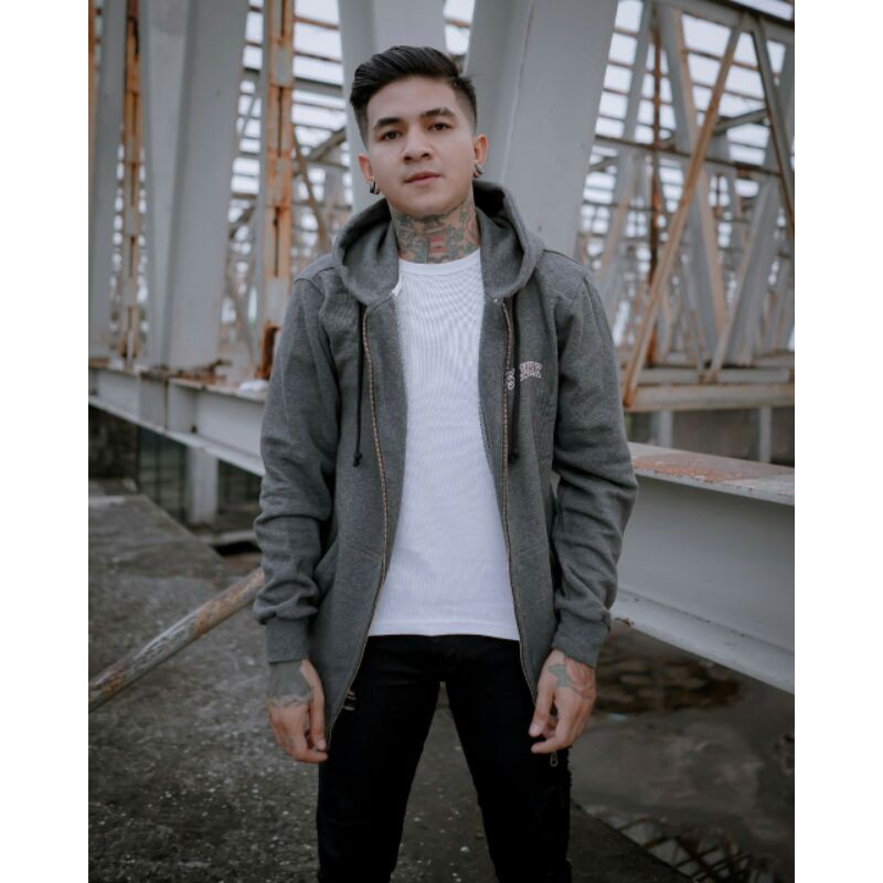 Salviohexia Jaket Pria Jaket Zipper Grey Slvhx Jaket Hoodie