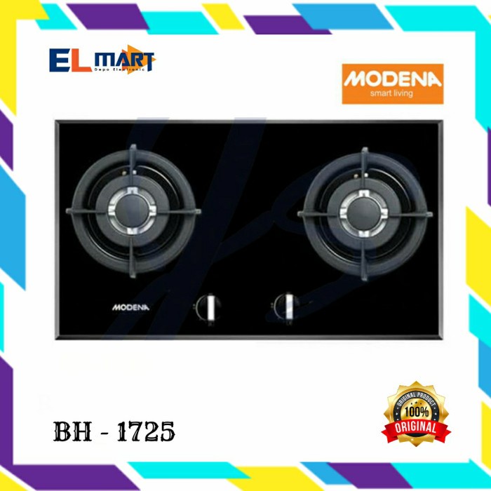 Kompor Tanam Modena 2 Tungku BH 1725 BH1725 Crista Gas Hob 73cm