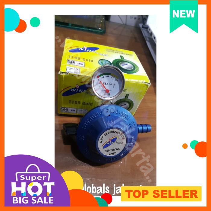 Regulator Kompor Winn Gas Meter T108 Gold Anti Bocor Sni Resmi Ori