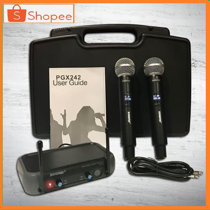 Mic Wireless Shure PGX 242 Baru Murah Bagus koper