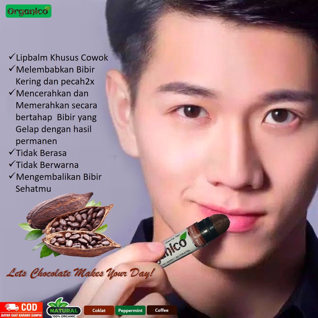 Pemerah Bibir Pria Pelembab Bibir Perokok Lip Balm Organico