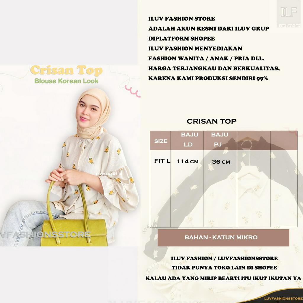 IL - CRISAN TOP BLOUSE MOTIF KOREAN LOOK / ATASAN FASHION WANITA BLOUSE MOTIF BUNGA TERBARU