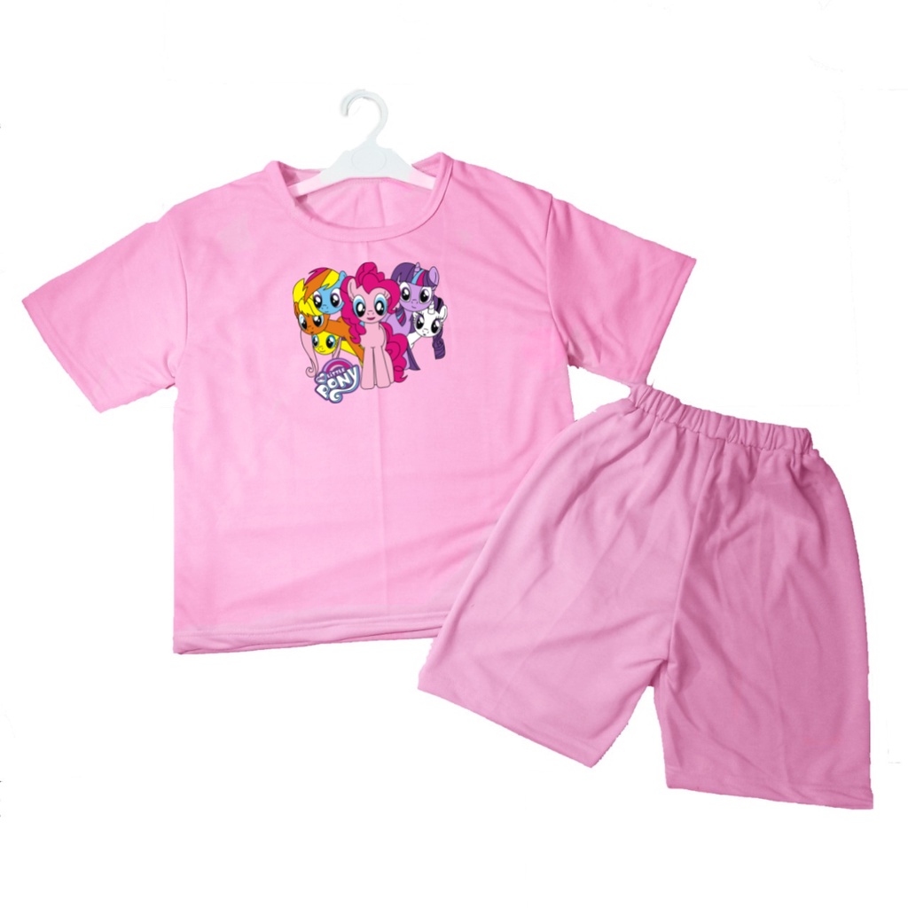 Setelan Kaos Oblong Anak Little Poni Celana Pendek/Kaos Anak-anak