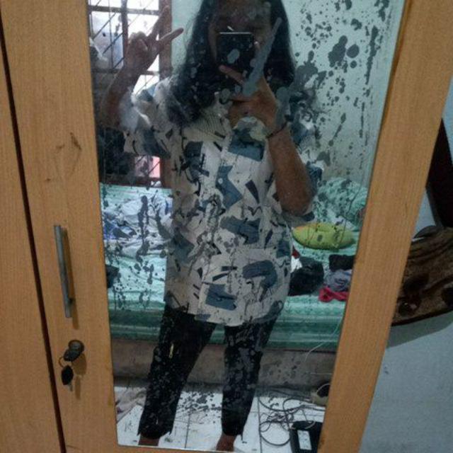 Xiaozhainv Baju Atasan Cetak longgar Sifon Lengan Pendek Xiaozhainv Baju Atasan Cetak longgar Sifon Lengan Pendek