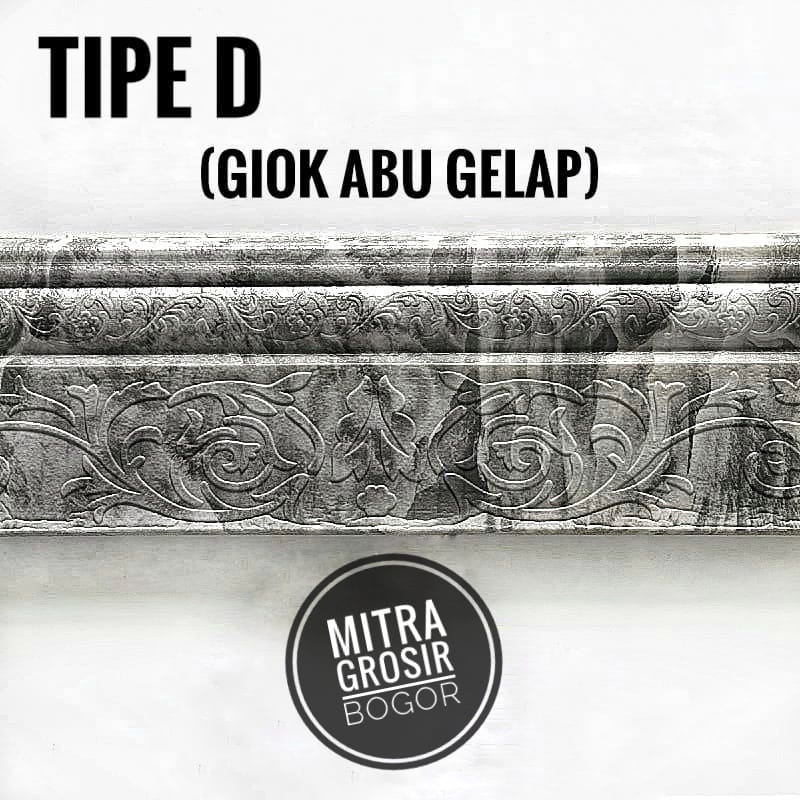 Wall Border List Foam 3D 8mm Wallpaper Tebal List Dinding Border Plafon Stiker Dekorasi Dinding-Border Tebal Abu