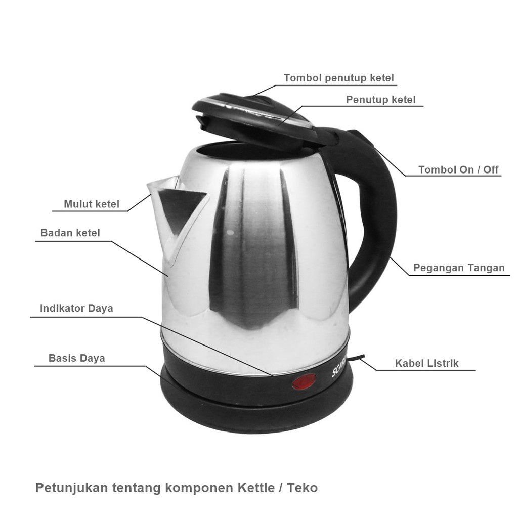 Teko Listrik 2 Liter Pemanas Air Electric Heat Kettle 2 Liter