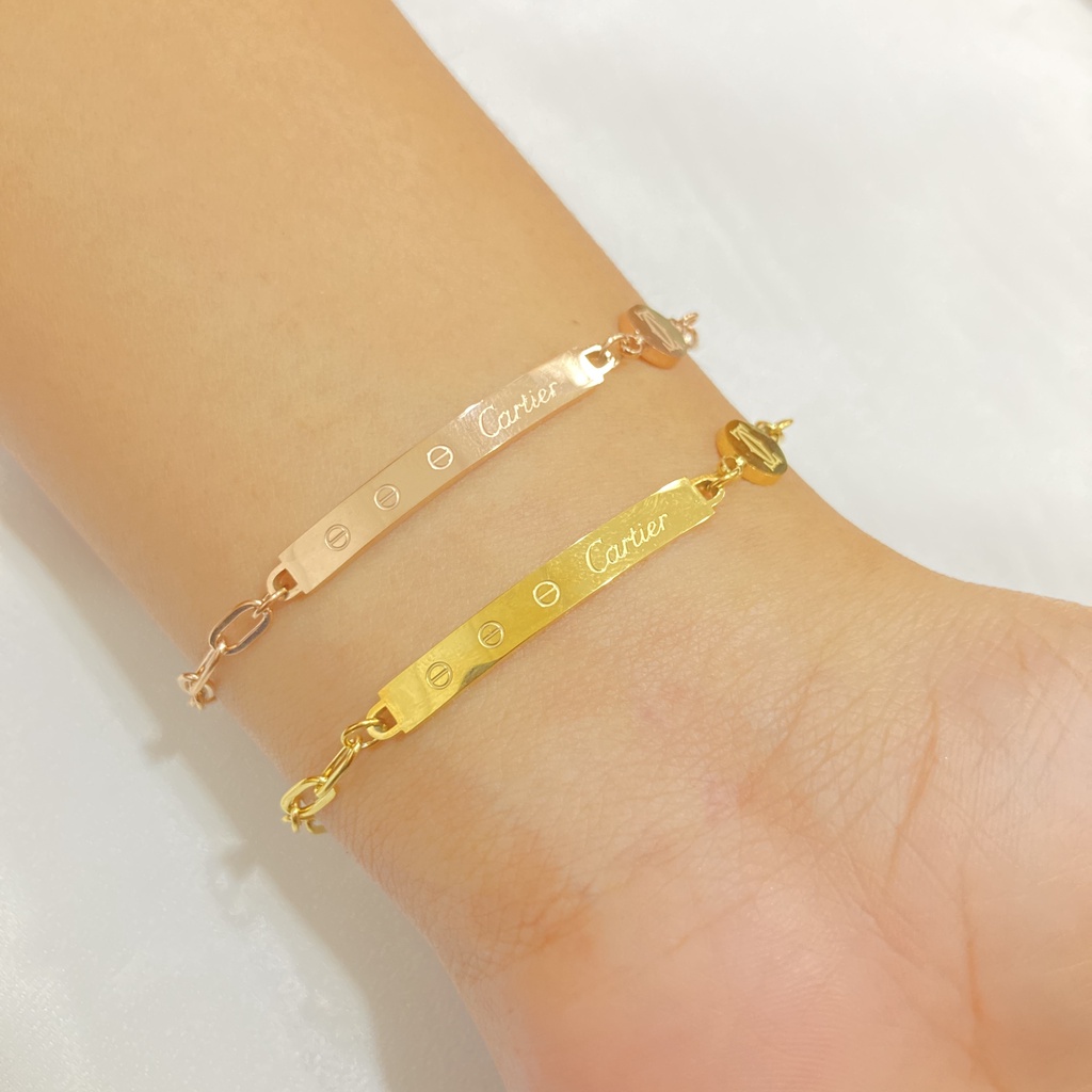 Gelang Plat Titanium Anti Karat Embos Aksesoris Fashion Korean Style