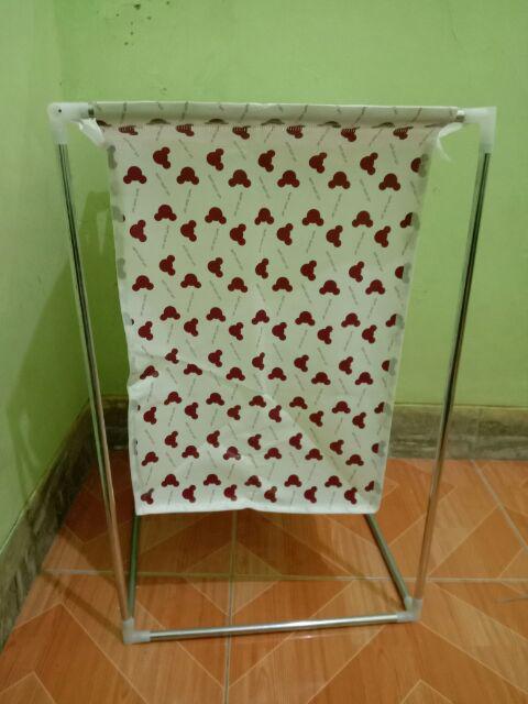 Keranjang Cucian Stand Laudry Bag Berdiri Tempat Cuci Baju Kotor Pakai