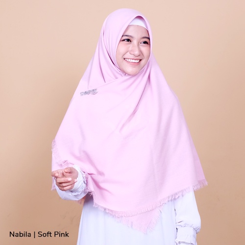 Nabila | Jilbab Segiempat Hijab Khimar Panjang Lebar Syar'i Rawis Ukuran 130x130 Bahan Supernova Polos