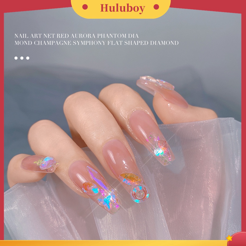 Huluboy Huluboy♡ 50 Pcs / Set Batu Kaca Berlian Imitasi 3D Irregular Warna-Warni Untuk Nail Art