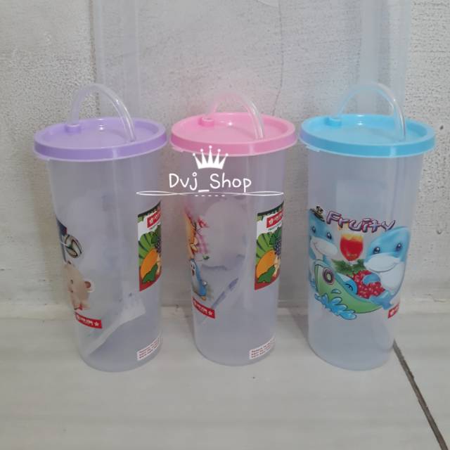 GOWEYEE-Botol minum/Gelas tutup + sedotan Lion Star 370 ml