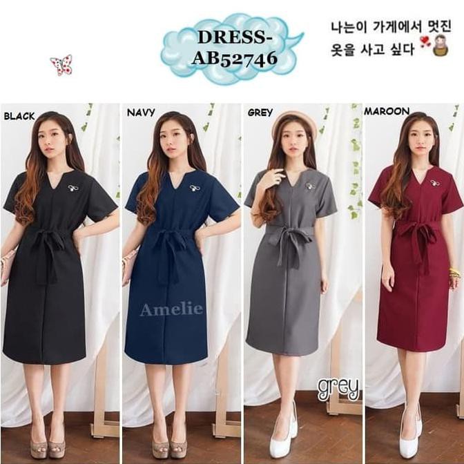 PRODUK TERBARU MIDI MINI DRESS KERJA GAUN PESTA WANITA BANGKOK KOREA IMPORT AB52746 BAHAN HALUS
