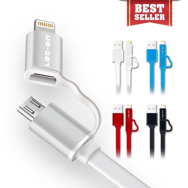 KABEL DATA &amp; CHARGER 2IN1 FOR ANDROID &amp; IPHONE LOG-ON