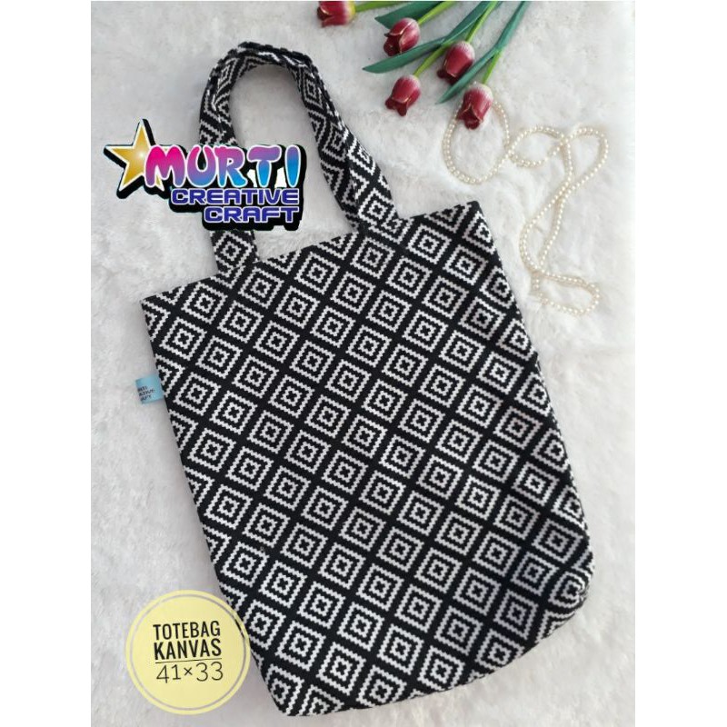 (Murti Handmade)TOTE BAG monokrom_Kain kanvas tebal/Tas Kanvas
