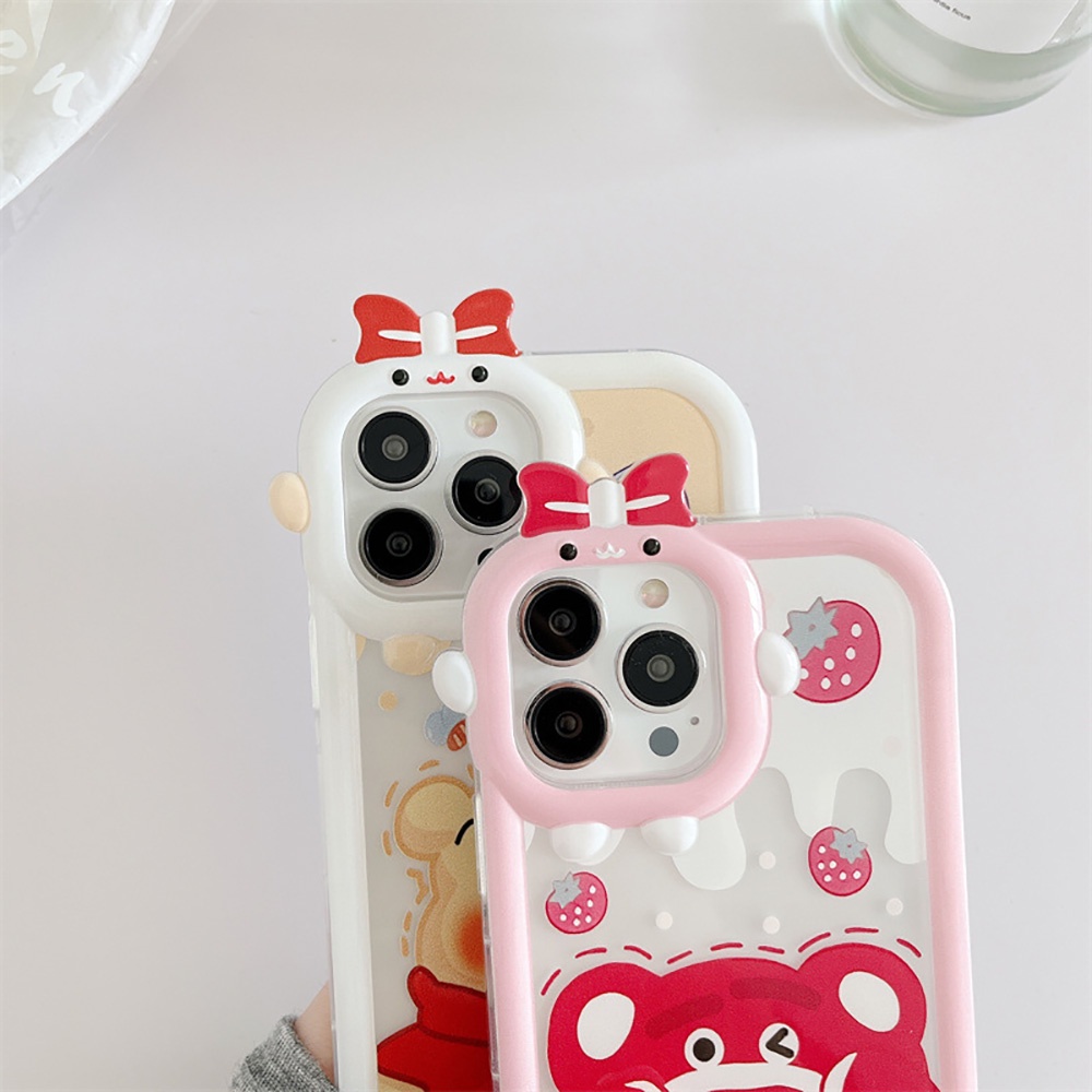 Soft Case Silikon Motif Strawberry Beruang Monster Untuk iPhone 11 12 13 14 Pro Max 6s 6 Plus 7 8 Plus XR X XS Max SE 2020 2022 14 Plus