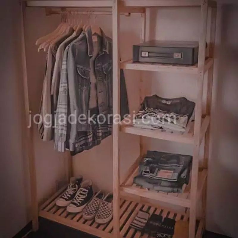 lemari baju terbuka kayu jati belanda