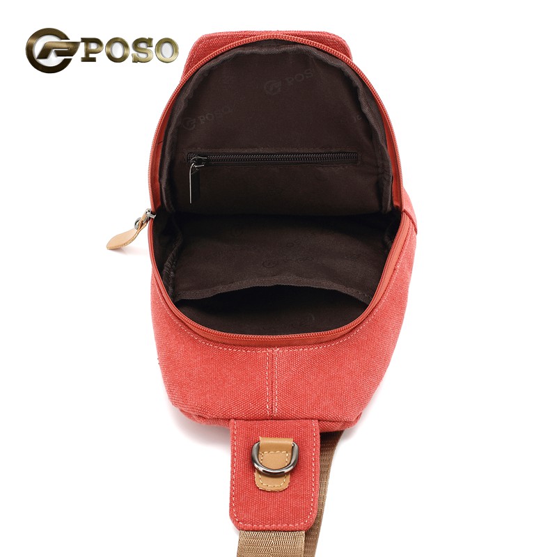 Original POSO PS-215 Pink - Vintage Retro Unisex Cross Strap Chest Pack Canvas Bag