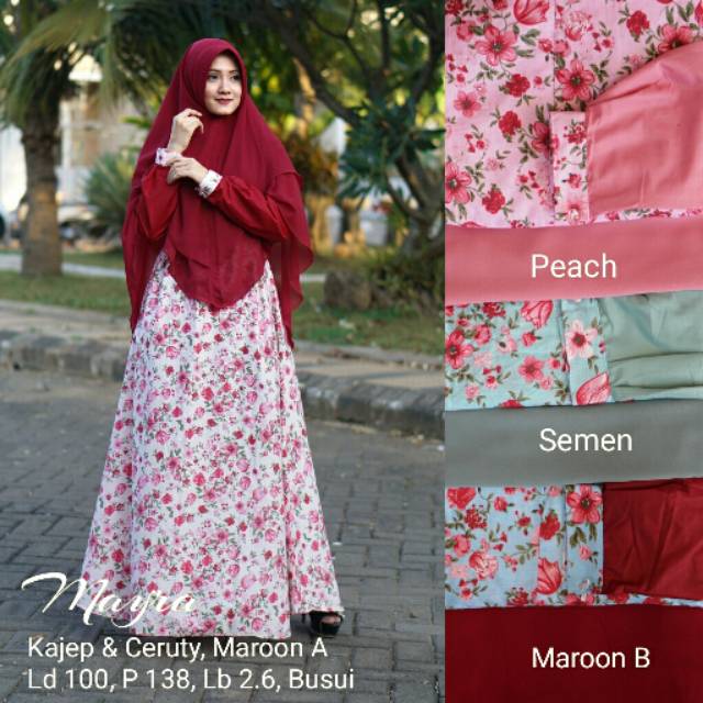 Gamis Syari Mayra Bahan Katun Jepang Khimar Ceruty