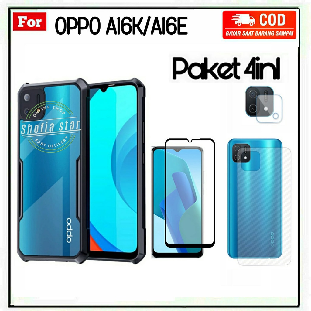 4IN1 CASE OPPO A16K 16E SOFTCASE SHOCKPROOF TRANSPARAN CAMERA PROTECT CASING