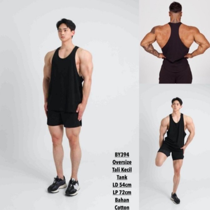 Singlet Tali Kecil Polos / Kaos Dalam Pria Sporty Gym - Hitam