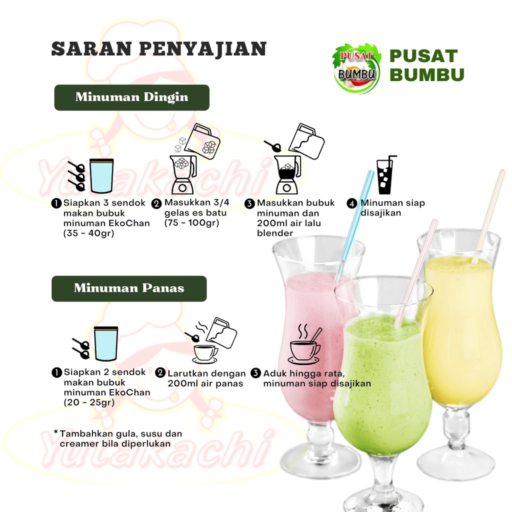 Bubuk Minuman Aneka Rasa 250 gram / Serbuk Minuman Instan EkoChan / Powder Drink Stroberi Coklat Matcha Redvelvet  Vanilla Latte Taro Milkshake / Pusat bumbu