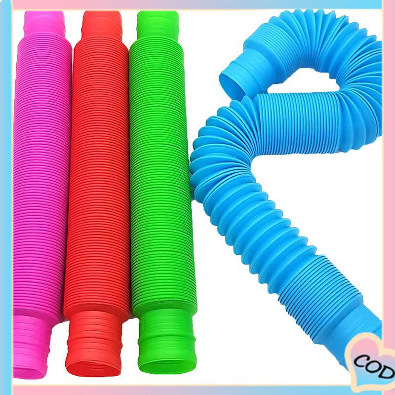 COD❤️Mainan Fidget Tabung Pop it Teleskopik Bahan Plastik Corrugated Warna-Warni Untuk Anak Tabung Mainan Pendidikan-A.one