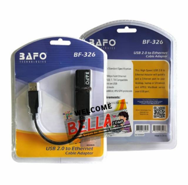 BAFO BF-326 USB 2.0 to Lan Ethernet l Cable/kabel Adapter Bafo USB 2.0 to Lan BF-326