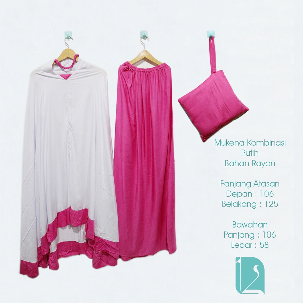 Mukena Pink Putih Dewasa - Kombinasi Dua Warna - Mukena Dewasa Pink Putih