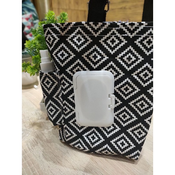 tas tempat tisu 3 in 1 bahan kanvas tas pouch tisu kering tisu basah dan hand sanitizer