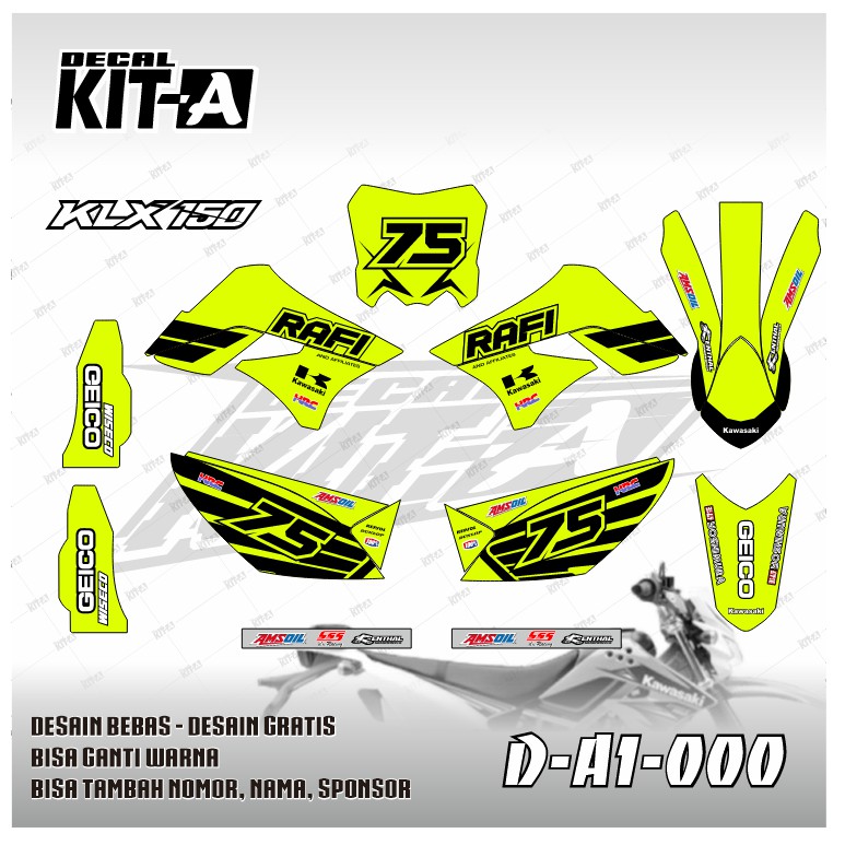 Decal Stiker Kawasi Klx 150 S Dekal Stiker Dtrackerr Old Hijau Stabilo