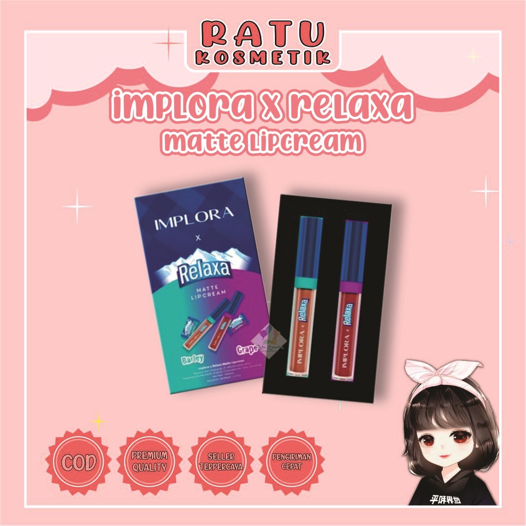 ❤ RATU ❤ Implora x Relaxa Matte Lipcream Barley &amp; Grape | Lip Cream BPOM✔️