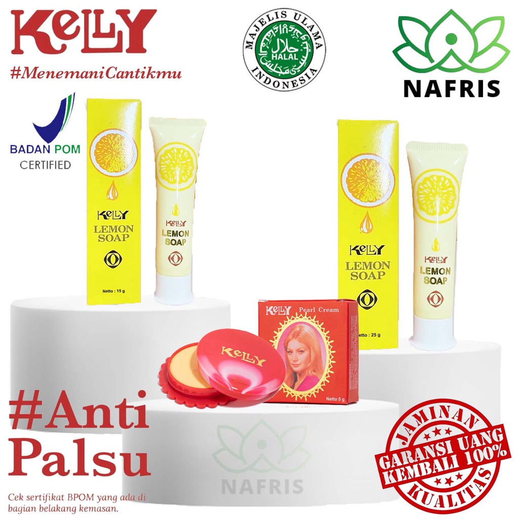 ♥️Nafris♥️Kelly Lemon Soap 15gr 25gr 75gr|Kelly Pearl Cream 5gr|Sabun Muka Kelly|Cream Kelly|Bpom