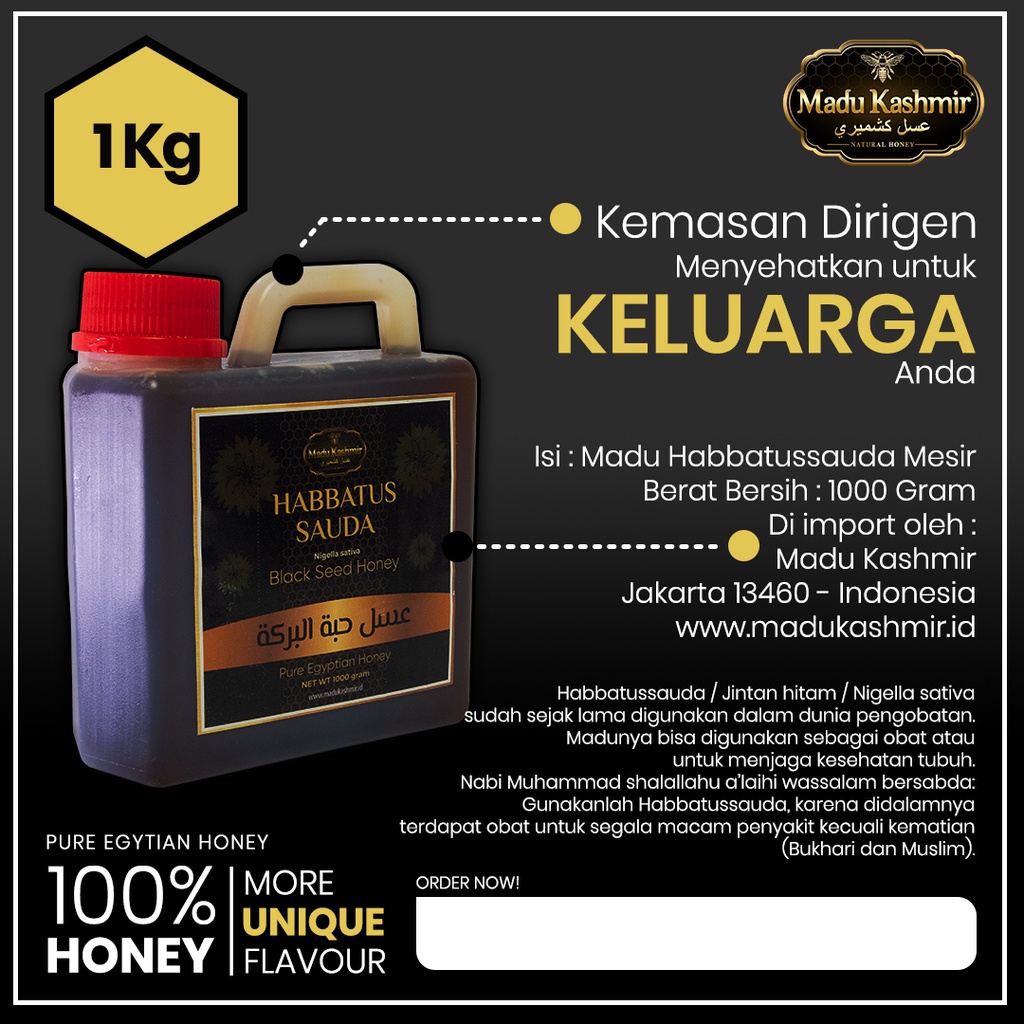 

Madu Habbatussauda Mesir 1 KG Asli dari Madu Kashmir