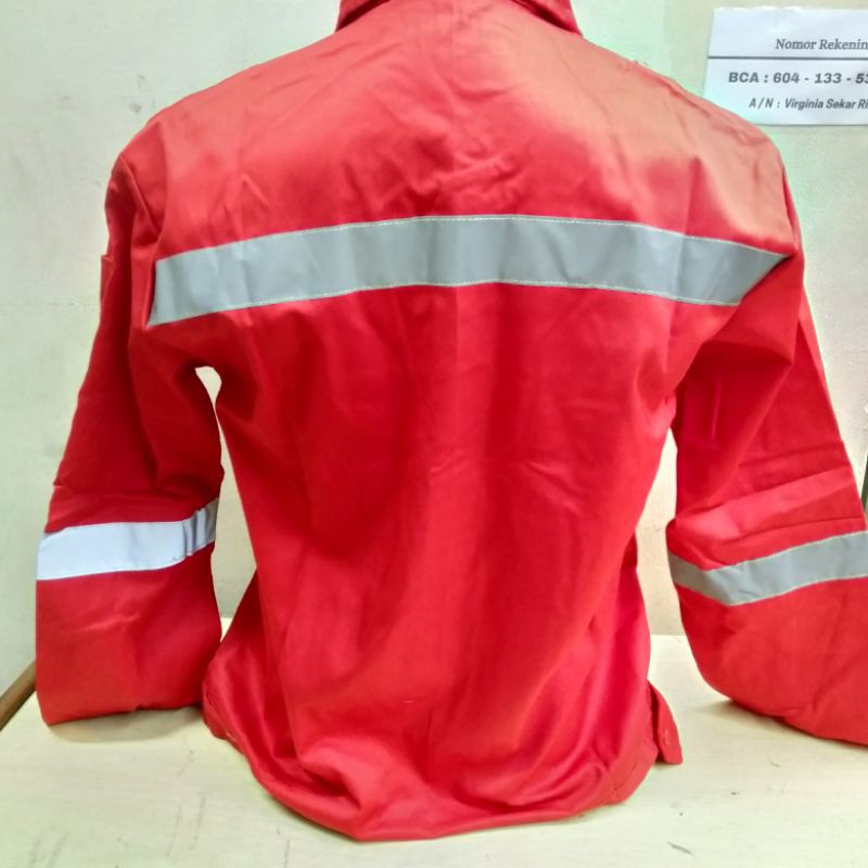 Baju Safety K3 Proyek Setelan Merah/ Seragam Kerja Pria Baju Celana Lengan Panjang Sefty