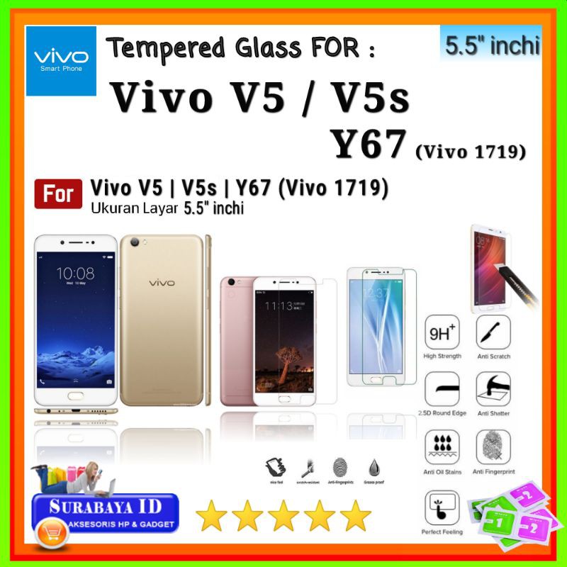 Tempered Glass TG Vivo V5 / Vivo V5s / Vivo Y67 (Vivo 1719) 5.5"inchi