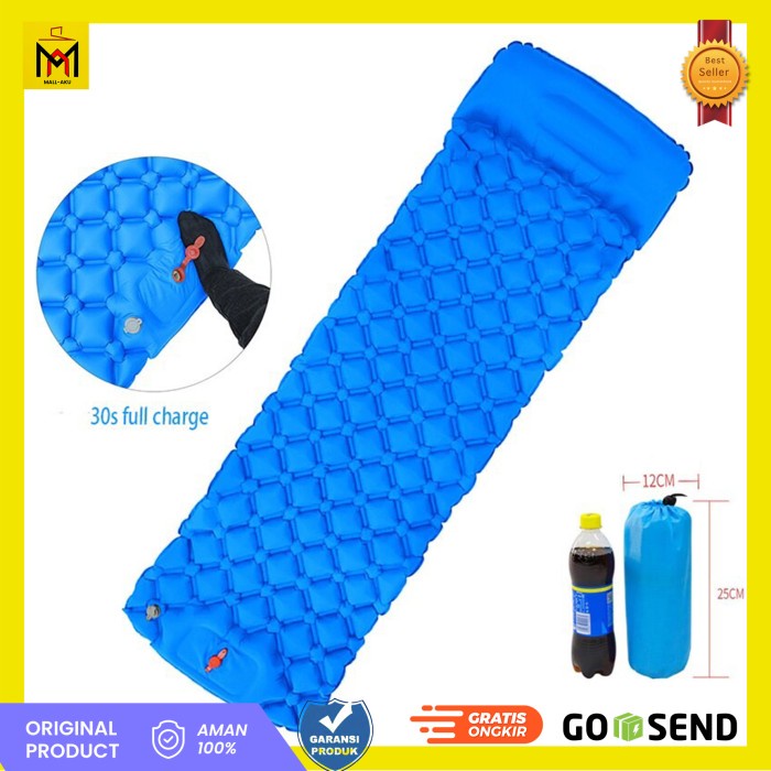 Kasur Matras Angin Camping Alas Tidur Dengan Bantal Pompa Kaki Injak