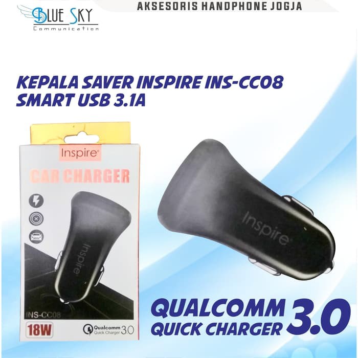 KEPALA SAVER CHARGER MOBIL INSPIRE INS-CC08 SMART 3.1A QUALCOMM 3.0