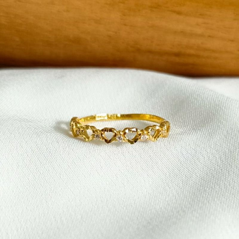 Cincin flower Pink Emas asli