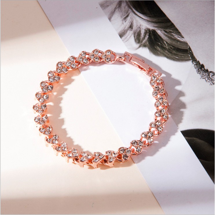 JY-AX Korea Gelang Perempuan Kristal Fashion Berlian-#1 Emas Mawar