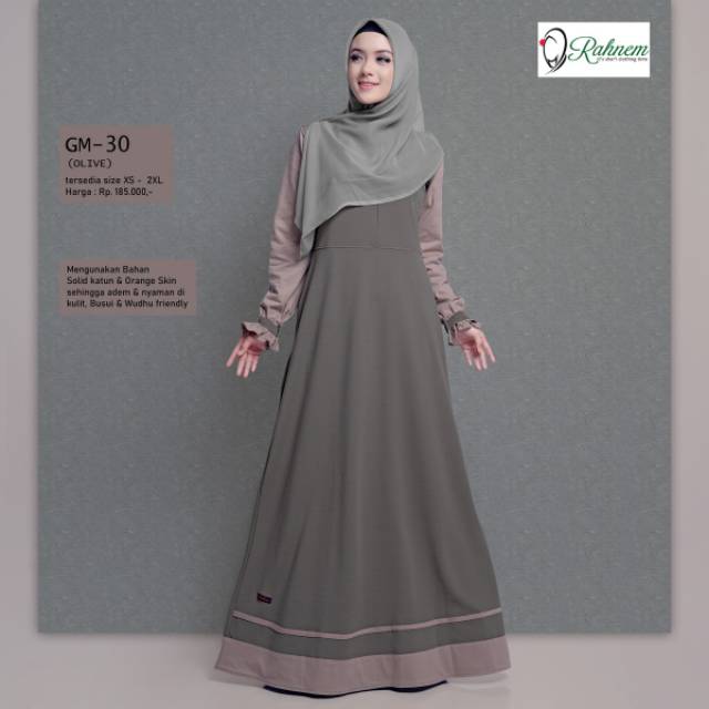 GM 30 Olive by Rahnem# produk Ori Rahnem# gamis Rahnem