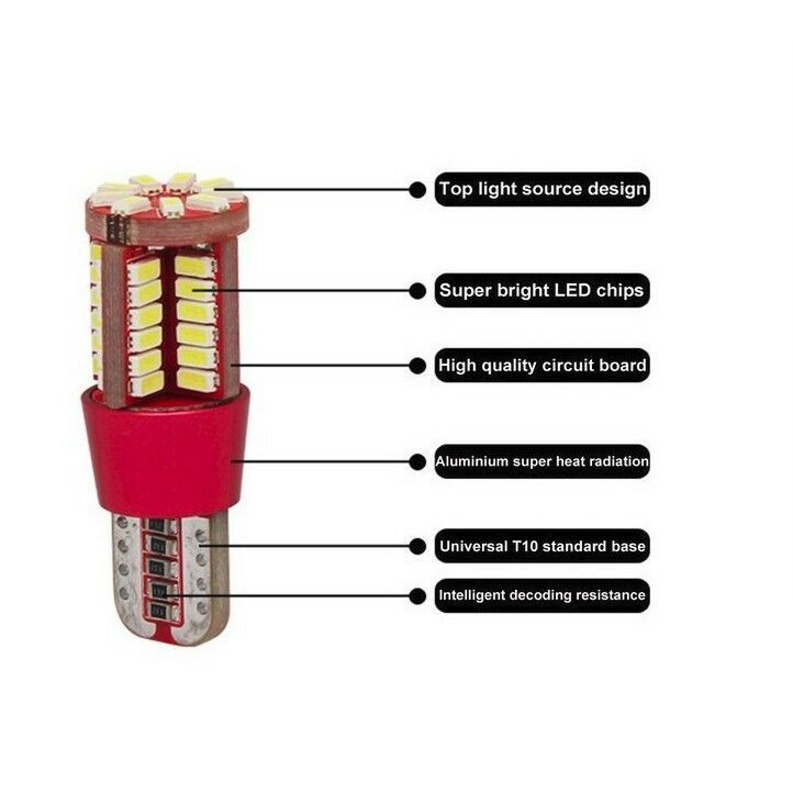 Lampu Senja Sein Rem Mobil Motor T10 57 SMD Bright LED Canbus Error Free Car Wedge Light Bulb Lamp