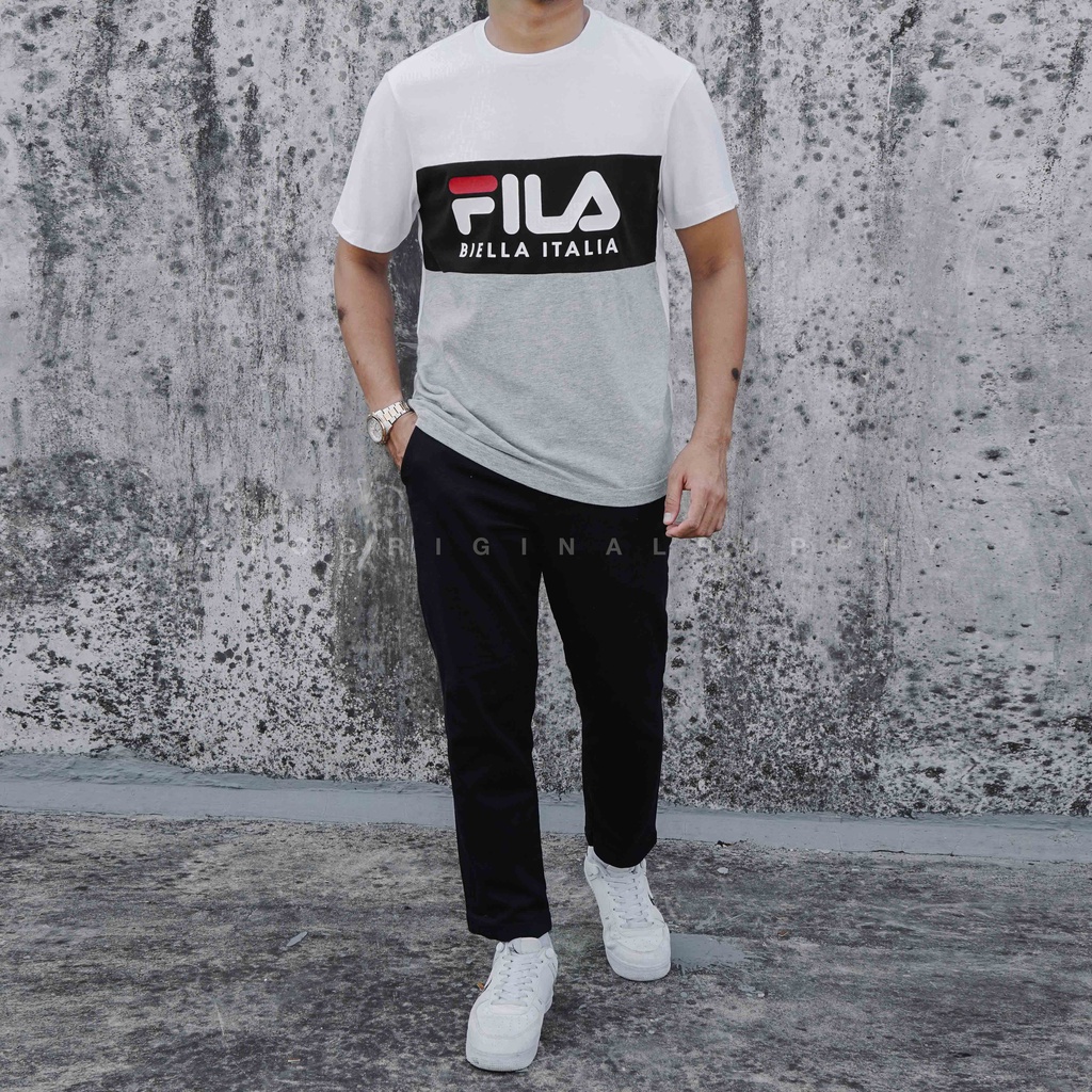 FLASS Tshirt Tagliare Tshirt Front Logo Biella Italia White Black Grey