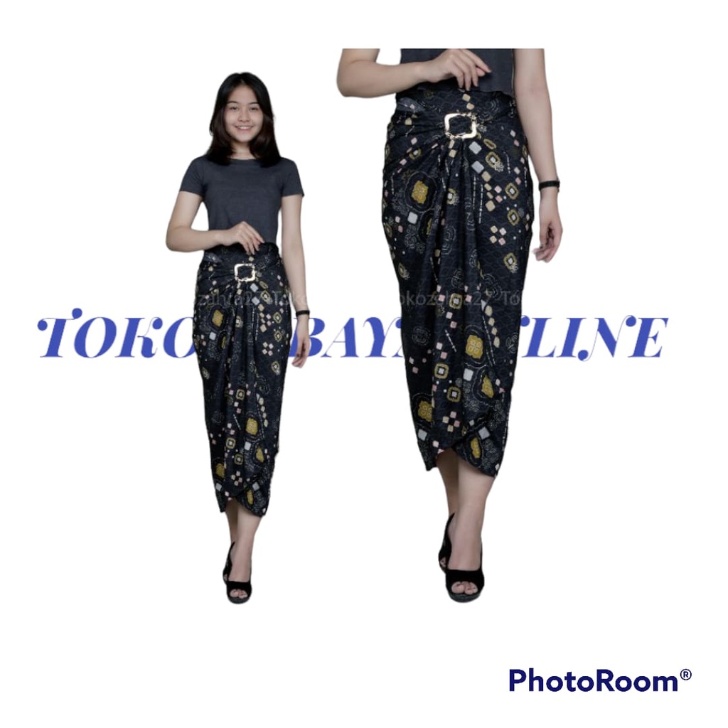 Rok lilit batik / kain lilit murah / lilit batik modern bawahan kebaya / sahrini cream-royal hitam