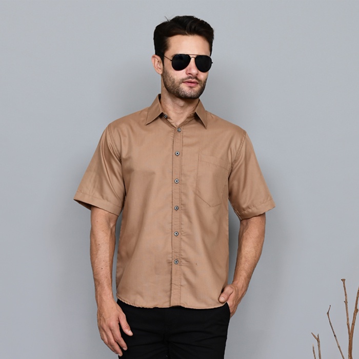 Baju Kemeja Kameja Hem Atasan Pria Cowok Cowo Lengan Pendek Distro Polos Premium Slimfit Kerja Kanto