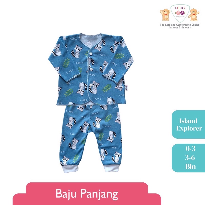 LIBBY (1 STEL) Stelan Baju Panjang &amp; Pendek Newborn/ 3-6 bulan Carnival Land (1 stel)