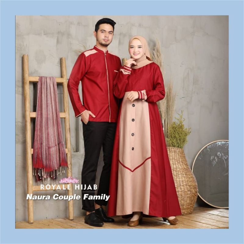 Naura Couple Family-Gamis sarimbit Lebaran 2021