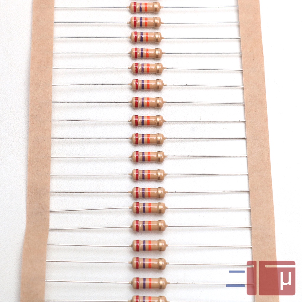 X10 Resistor 27K 1/2W Karbon 5% Taiwan Kaki Tembaga